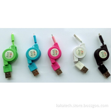Hot Sale Colorful Retractable USB Cable for iPhone5, iPad Mini, iPad 4